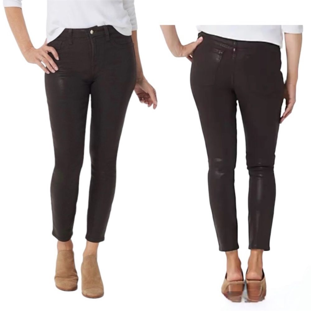 Jen7 by 7 For All Mankind Womens High Rise Black Coated Ankle Skinny Jeans Sz 4